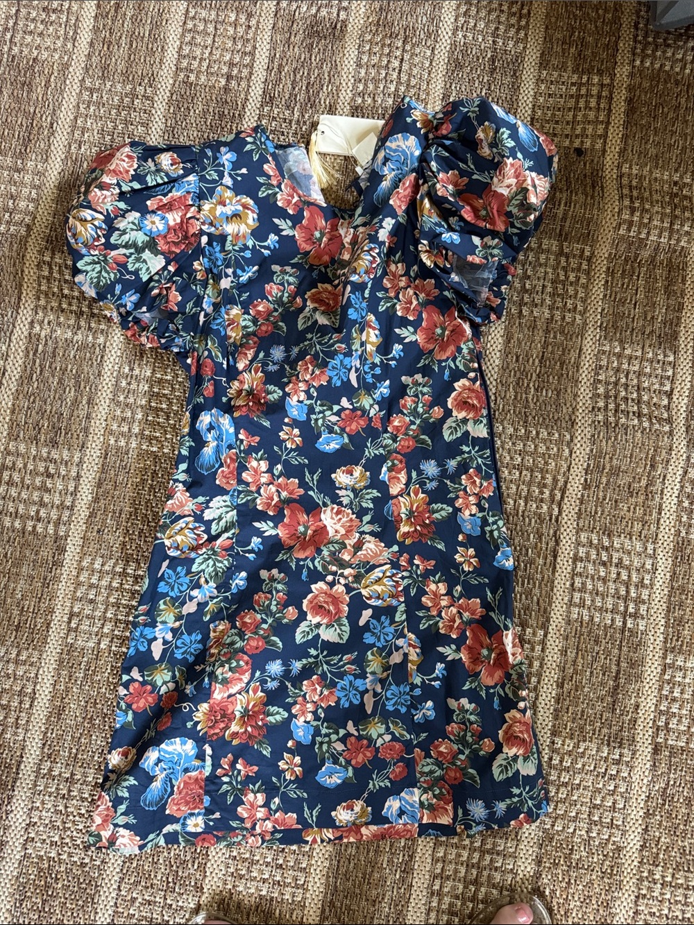 Doen Navy Floral Puff-Sleeve Mini Dress - Picture 1 of 1
